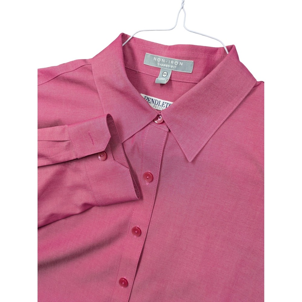 Pendleton Button Up Shirt Womens 10P Petite Pink Non Iron Cotton Long Sleeve